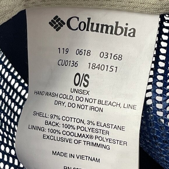 Columbia Trucker Snapback Hat Adults Canvas Mesh Outdoors Fish Hike Raised Logo - Picture 8 of 8